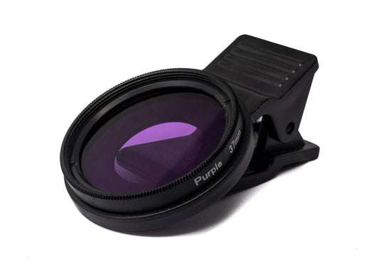SYSTEM-S Farbfilter Lila 37 mm Linse Farbe mit Clip für Smartphones in Schwarz