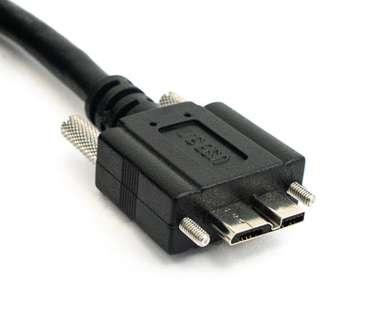 SYSTEM-S USB 3.0 Kabel 5 m Micro B Stecker zu Typ A Stecker Schraube in Schwarz
