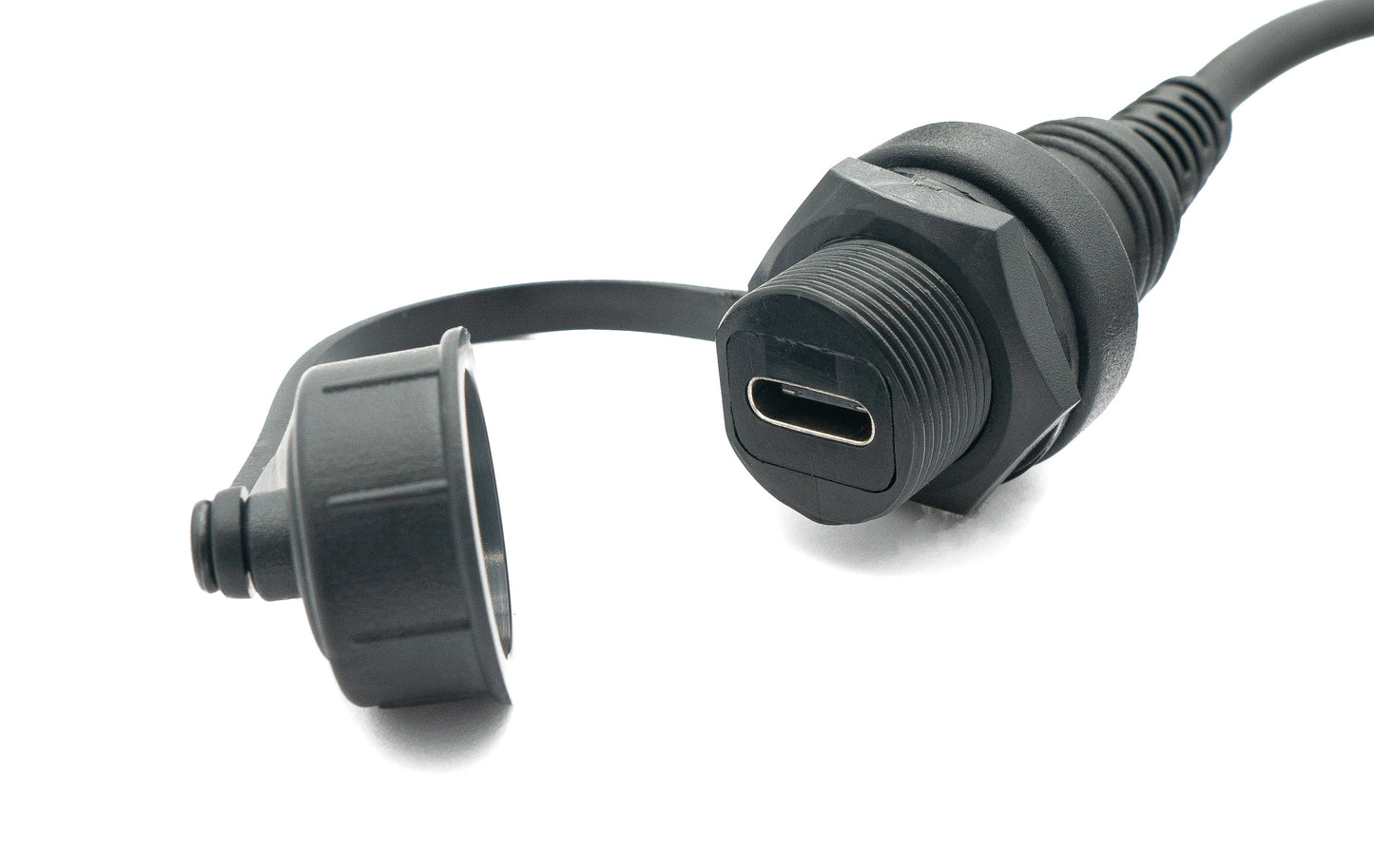 SYSTEM-S USB 3.1 Kabel 100 cm Typ C Stecker zu Buchse Bulkhead wasserfest Schwarz