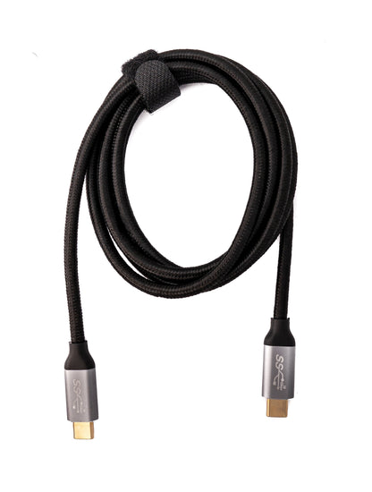 SYSTEM-S USB 3.1 Gen 2 100W Kabel 150 cm Typ C Stecker zu Stecker geflochten in Schwarz