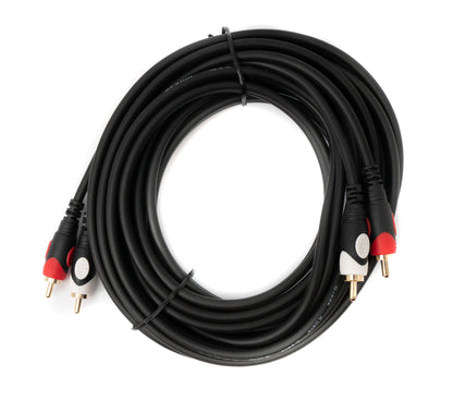 SYSTEM-S Cinch 2 RCA Kabel 5 m Stecker zu Stecker Stereo AV in Schwarz