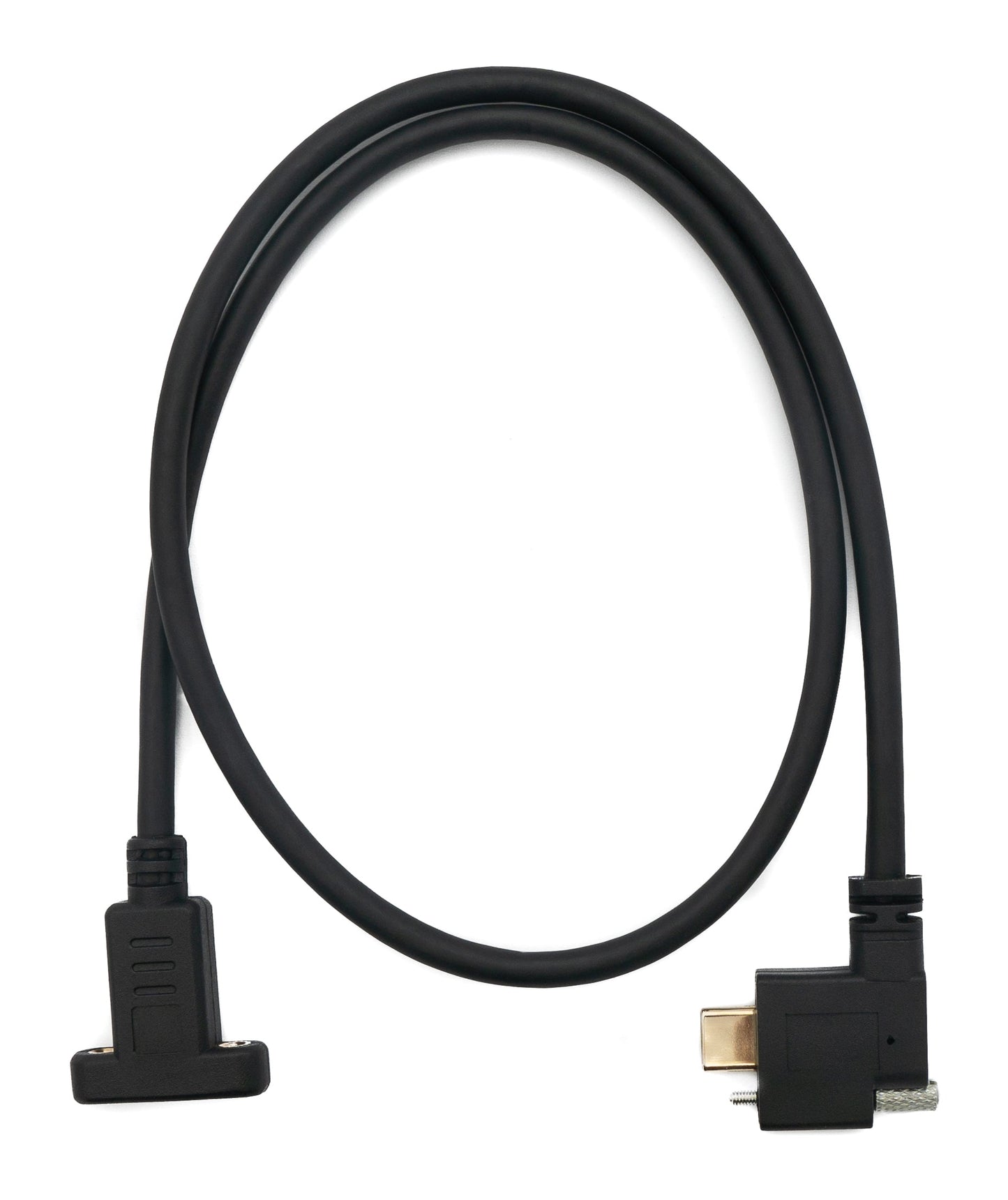 SYSTEM-S USB 3.1 Kabel 60 cm Typ C Stecker zu Buchse Schraube Winkel in Schwarz
