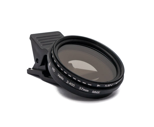 SYSTEM-S ND Vario Filter 37 mm 2 bis 400 Grau Linse mit Clip für Smartphones in Schwarz