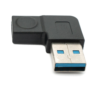 SYSTEM-S USB 3.1 adapter type C female to 3.0 type A male angled cable in black
