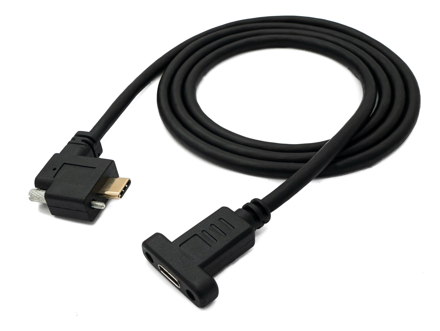 SYSTEM-S USB 3.1 Kabel 100 cm Typ C Stecker zu Buchse Schraube Winkel in Schwarz