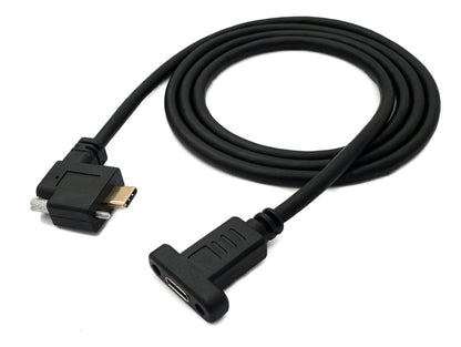 SYSTEM-S USB 3.1 Kabel 100 cm Typ C Stecker zu Buchse Schraube Winkel in Schwarz