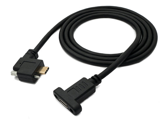 SYSTEM-S USB 3.1 cable 100 cm Type C male to female screw angle in black