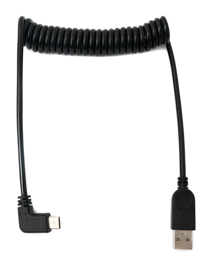 SYSTEM-S USB 3.1 Kabel 120 cm Typ C Stecker zu A Stecker Spirale Winkel Schwarz