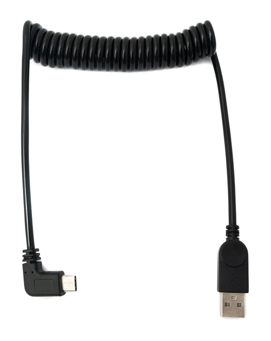 SYSTEM-S USB 3.1 Kabel 120 cm Typ C Stecker zu A Stecker Spirale Winkel Schwarz
