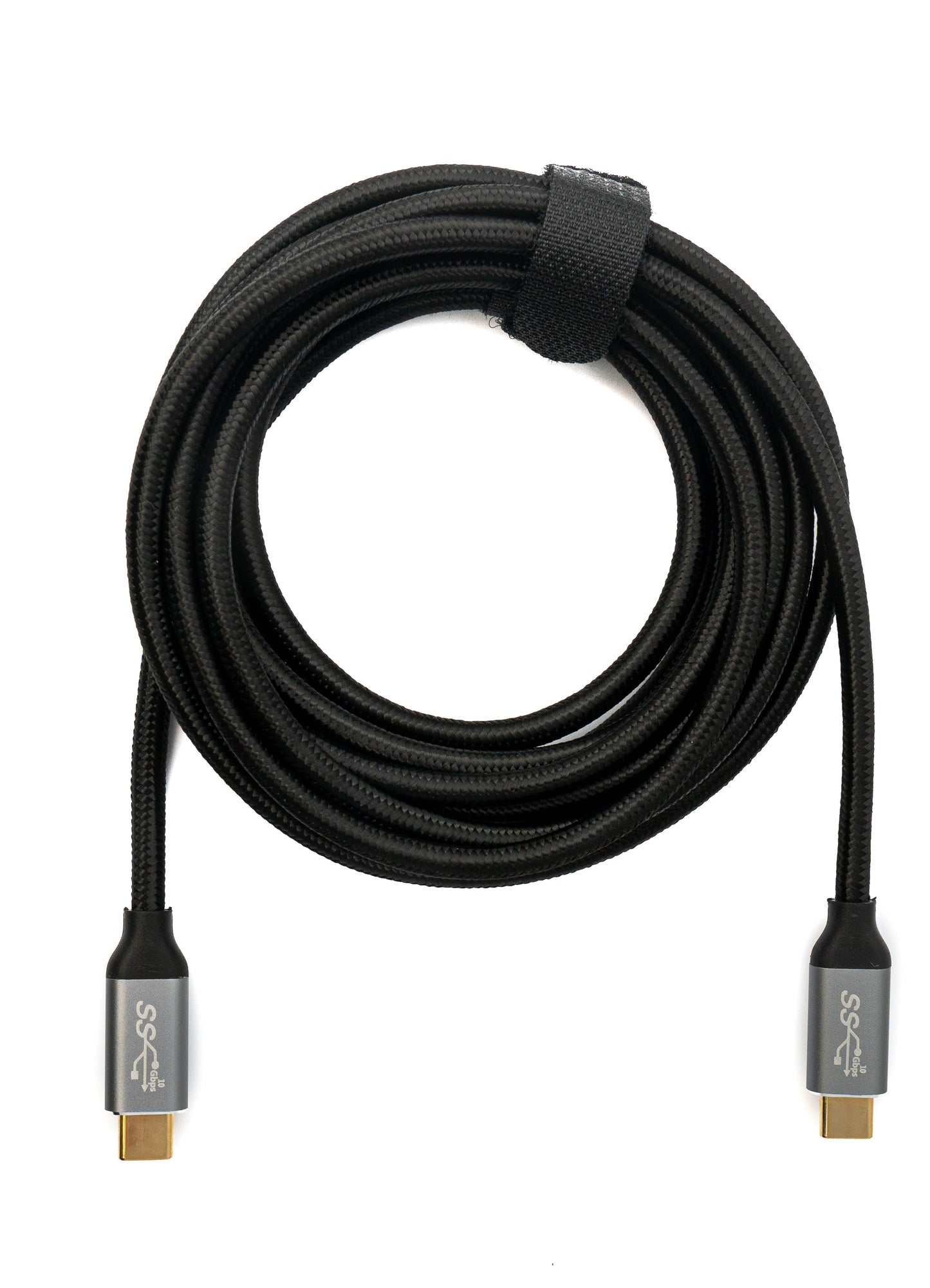 SYSTEM-S USB 3.1 Gen 2 Kabel 3 m Typ C Stecker zu Stecker geflochten in Schwarz