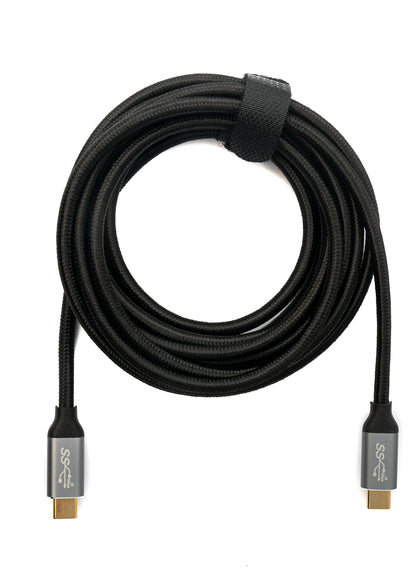 SYSTEM-S USB 3.1 Gen 2 Kabel 3 m Typ C Stecker zu Stecker geflochten in Schwarz