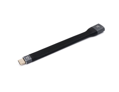 SYSTEM-S USB 3.1 Kabel 13 cm Typ C Stecker zu 3.0 Typ A Buchse flach in Schwarz