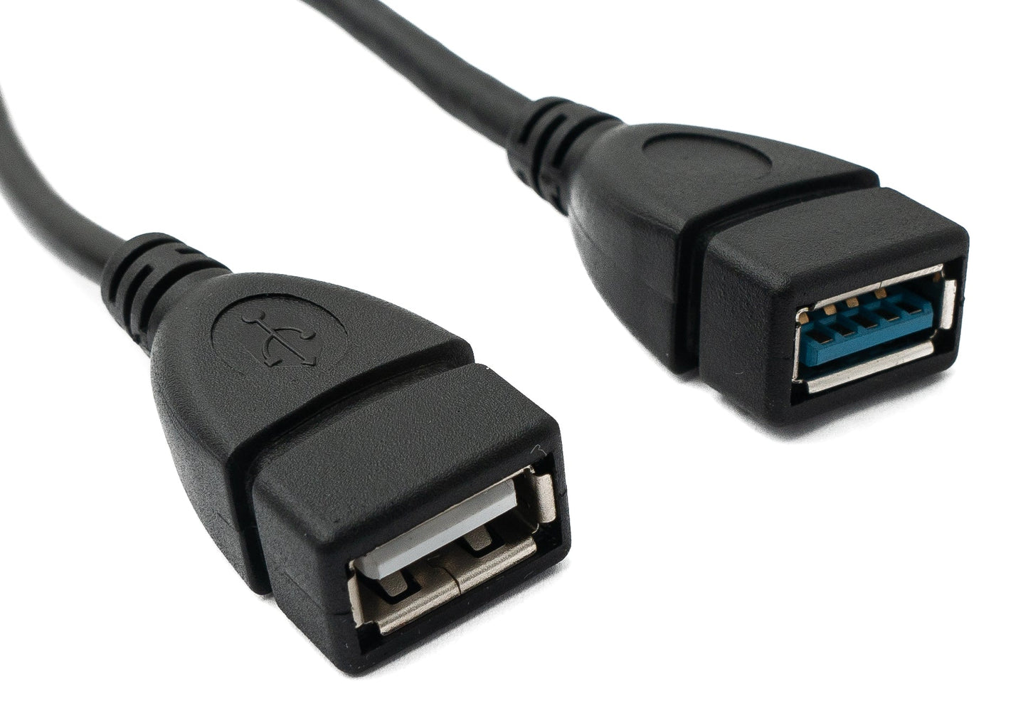 SYSTEM-S USB 3.0 cable 30cm Type A &amp; 2.0 Type A female to 3.0 Type A male Black