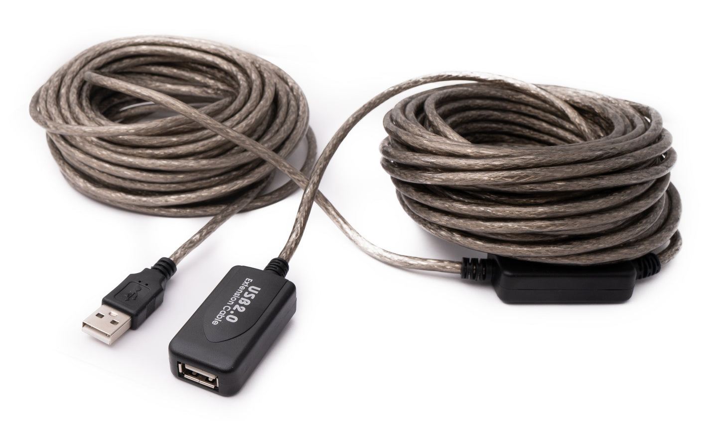 SYSTEM-S USB 2.0 cable 20 m Type A male to female cable in gray