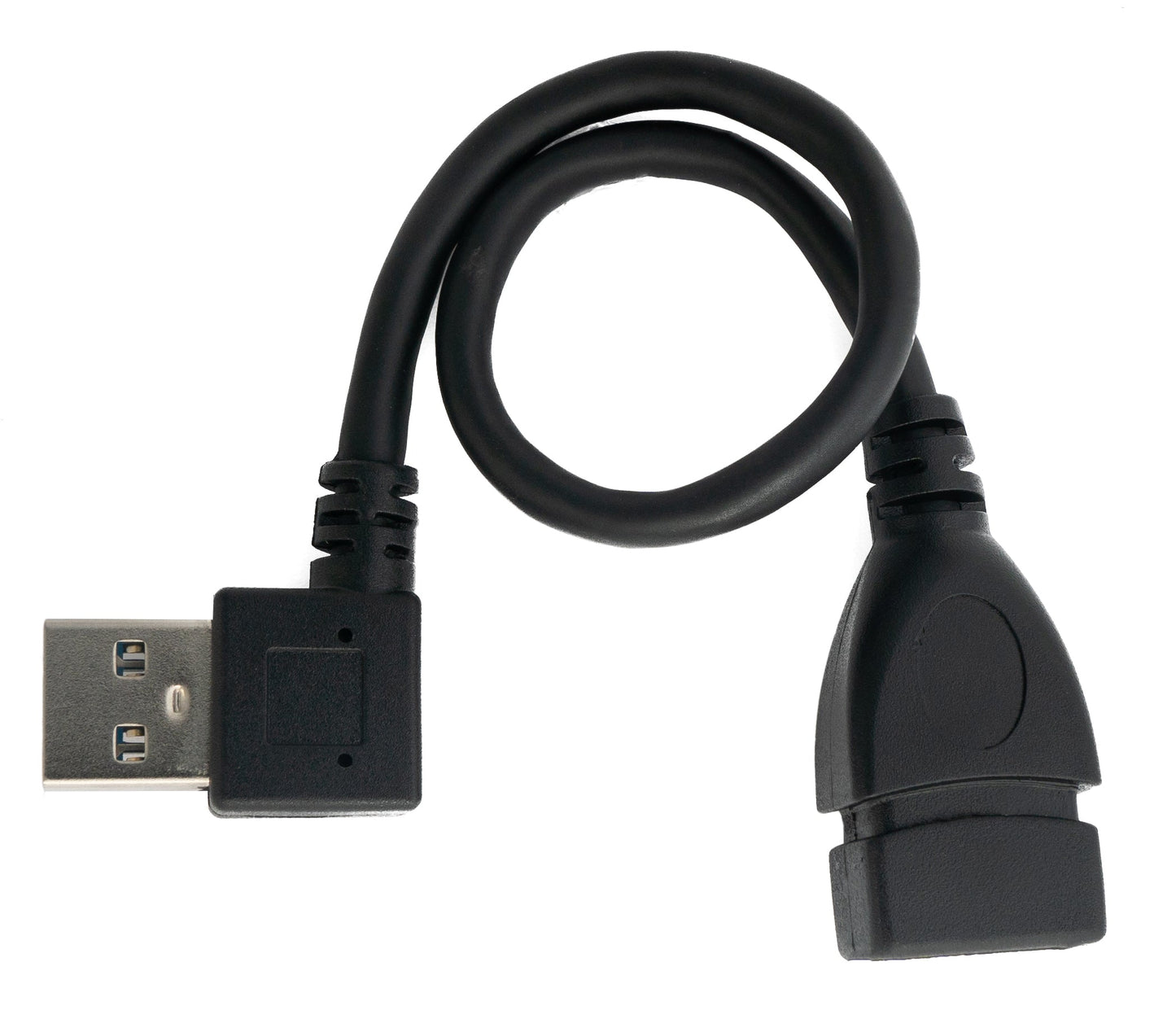 SYSTEM-S USB 3.0 cable 20 cm Type A male to female angled in black