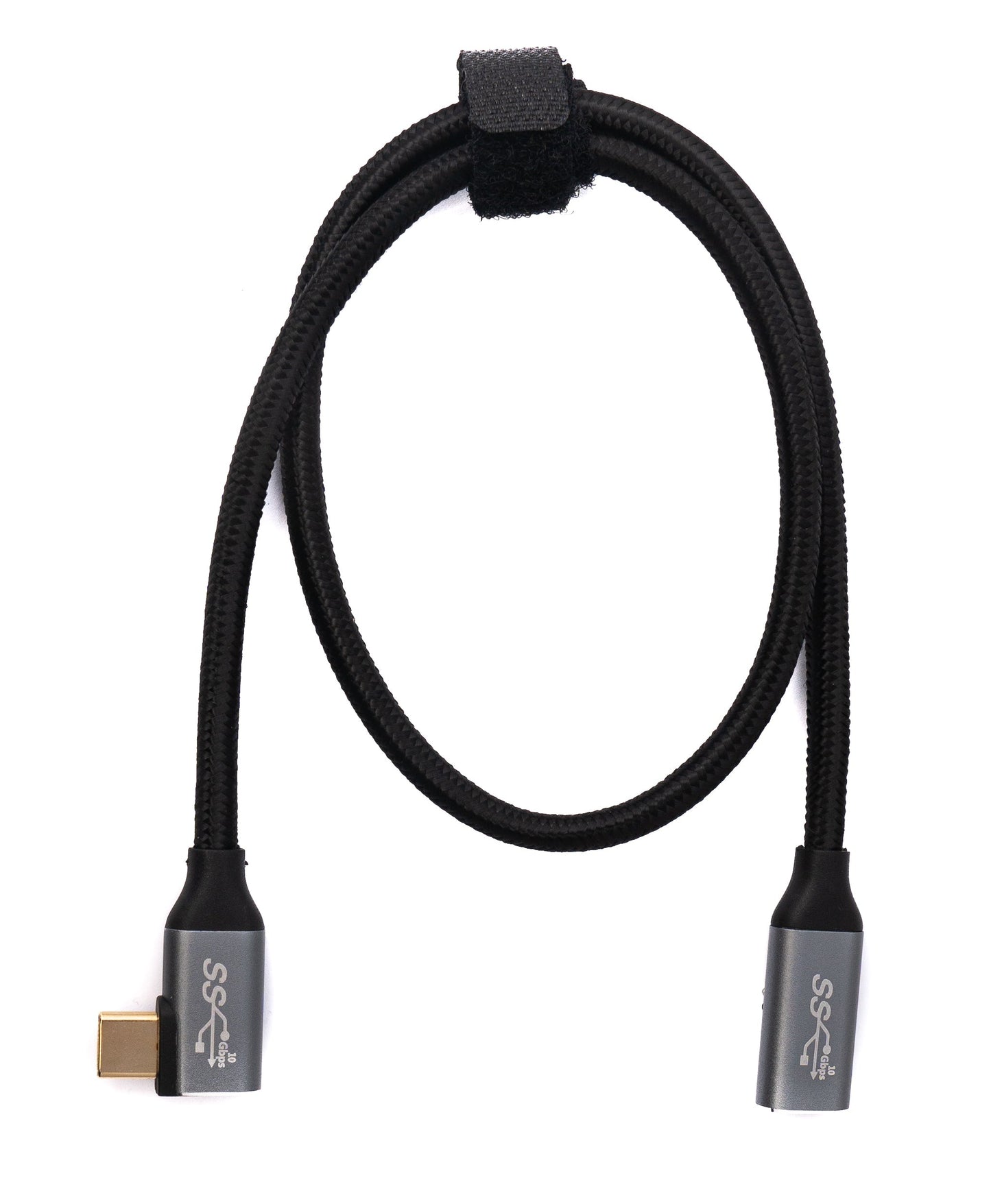 SYSTEM-S USB 3.1 Gen 2 Kabel 50 cm Typ C Stecker zu Buchse geflochten Winkel
