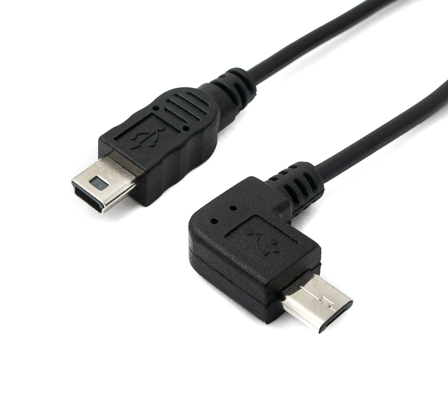 SYSTEM-S USB 3.1 Kabel 30 cm Mini B Buchse zu Stecker & Micro B Stecker Winkel Schwarz