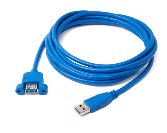 SYSTEM-S USB 3.0 cable 3 m Type A male to female screw in blue