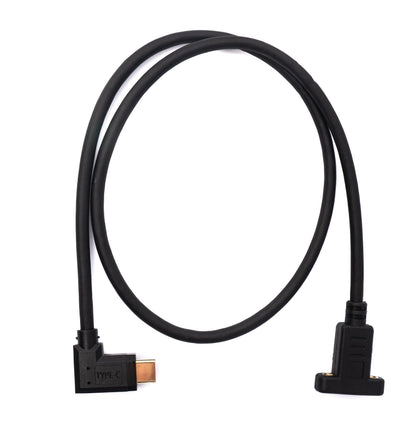 SYSTEM-S USB 3.1 Kabel 60 cm Typ C Stecker zu Buchse Schraube Winkel in Schwarz