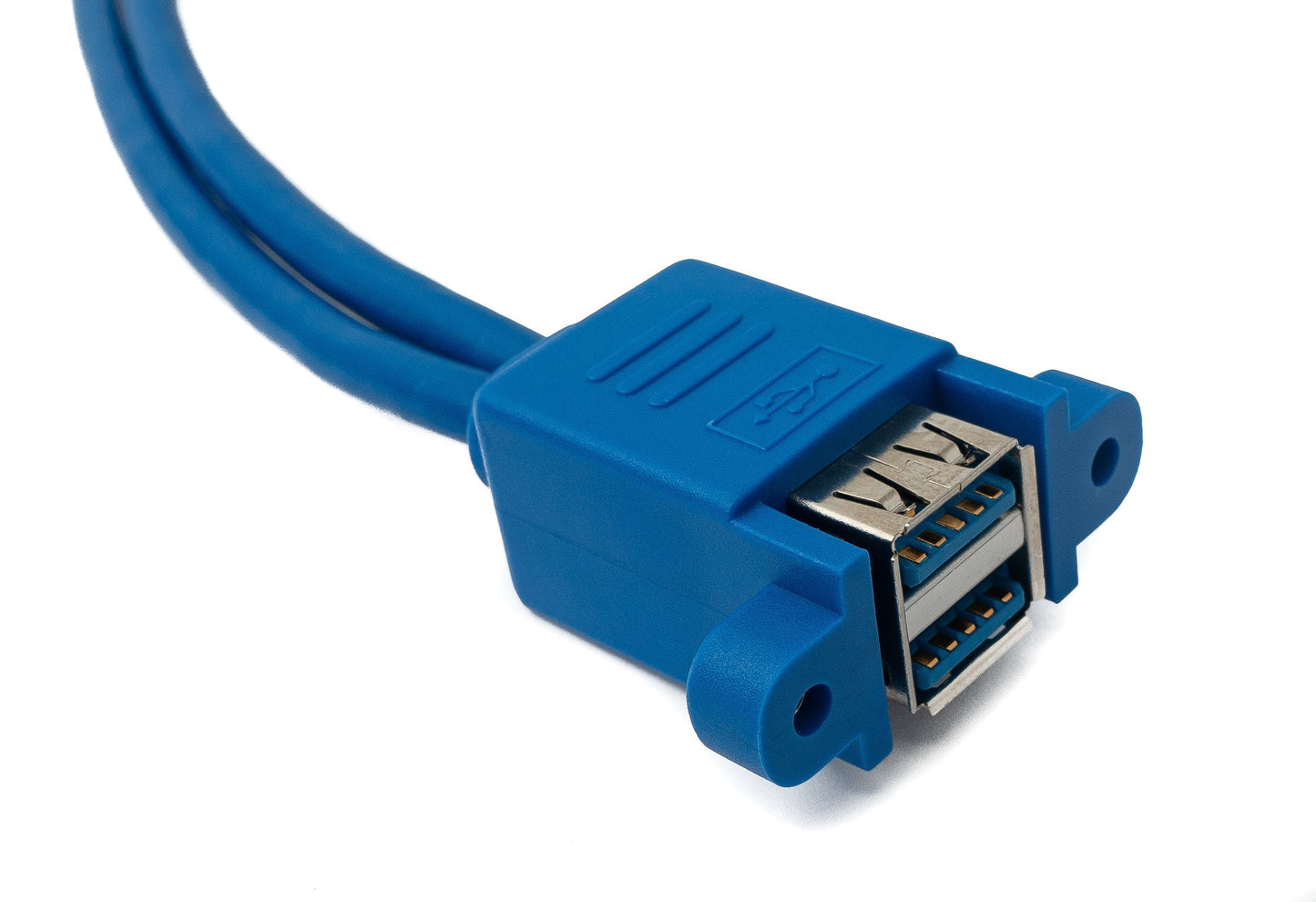 SYSTEM-S USB 3.0 double cable 50 cm 2x Type A male to 2x Type A female screw in blue