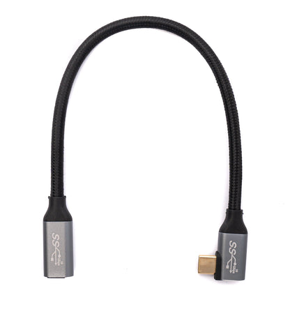 SYSTEM-S USB 3.1 Gen 2 Kabel 25 cm Typ C Stecker zu Buchse geflochten Winkel