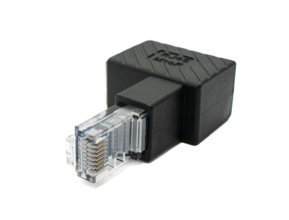 SYSTEM-S LAN Adapter RJ45 Stecker zu Buchse Winkel Ethernetadapter Kabel in Schwarz