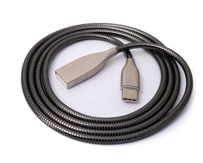 SYSTEM-S USB 3.1 Kabel 100cm Typ C Stecker zu 2.0 Typ A Buchse Metall Feder Grau