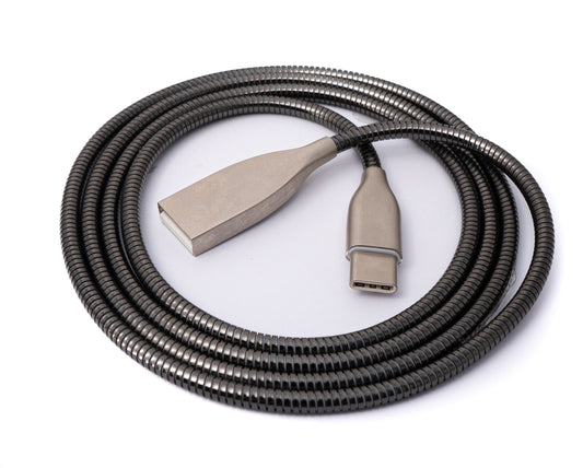 SYSTEM-S USB 3.1 Kabel 100cm Typ C Stecker zu 2.0 Typ A Buchse Metall Feder Grau