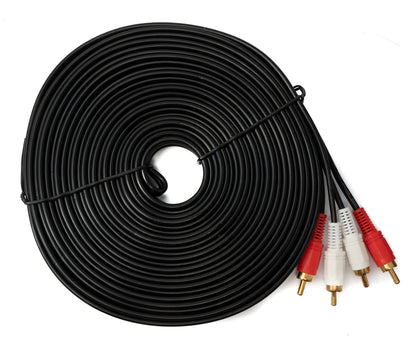 SYSTEM-S Cinch 2 RCA cable 15 m male to male stereo AV in black
