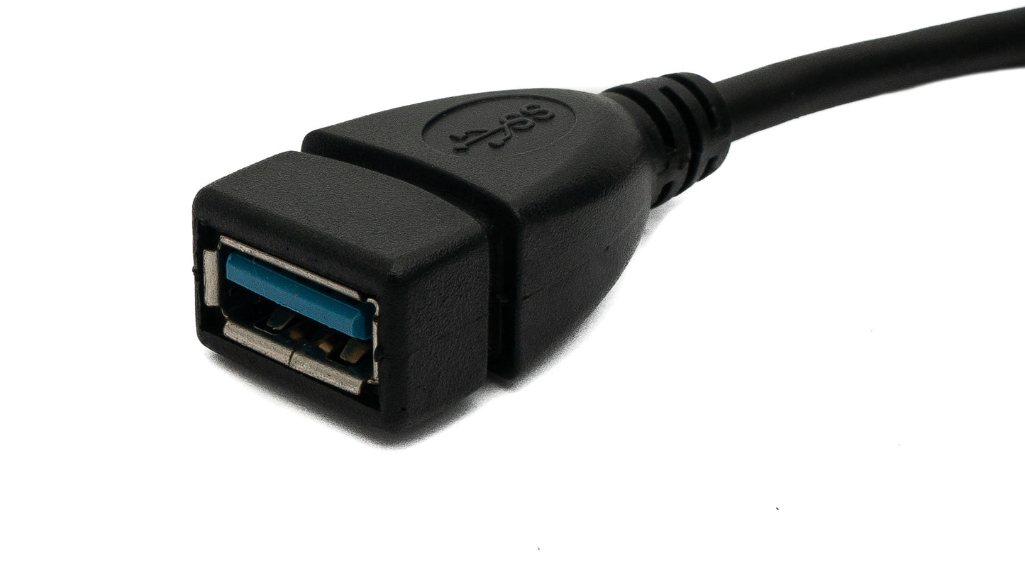 SYSTEM-S USB 3.0 cable 20 cm Type A male to female angled in black