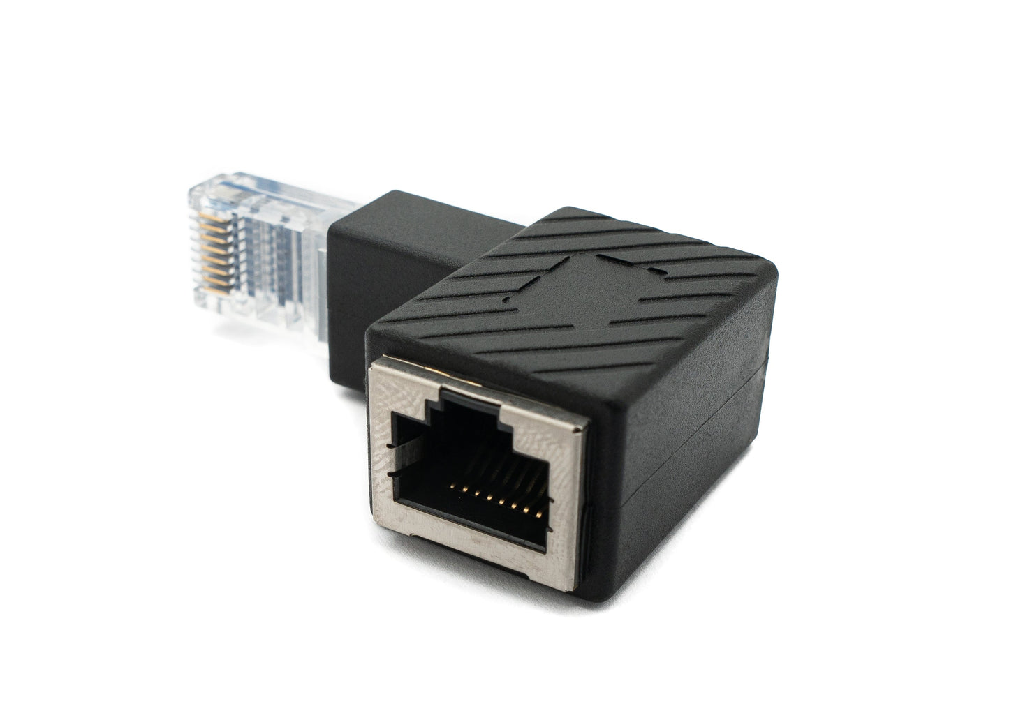 SYSTEM-S LAN Adapter RJ45 Stecker zu Buchse Winkel Ethernetadapter Kabel in Schwarz