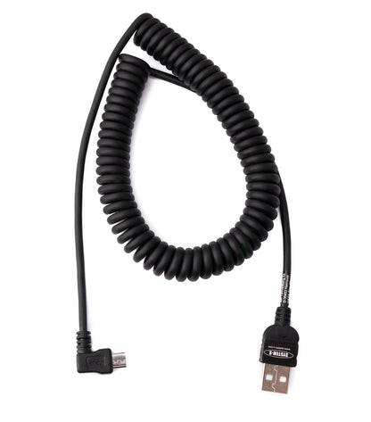 SYSTEM-S USB 2.0 Kabel 200 cm Typ A Stecker zu Micro B Stecker Spirale Winkel in Schwarz