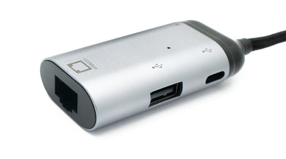 SYSTEM-S 3-in-1 adapter LAN socket &amp; USB 2.0 Type A socket &amp; 2x 3.1 C socket to C plug