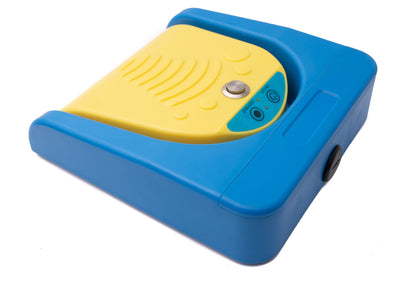 SYSTEM-S Bluetooth Fußpedal kabellos mit extra Taste USB Typ C für PC Hotkeys Blau Gelb