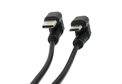 SYSTEM-S USB 3.1 cable 30 cm Type C &amp; 2.0 Micro B male to female 180° angle in black 