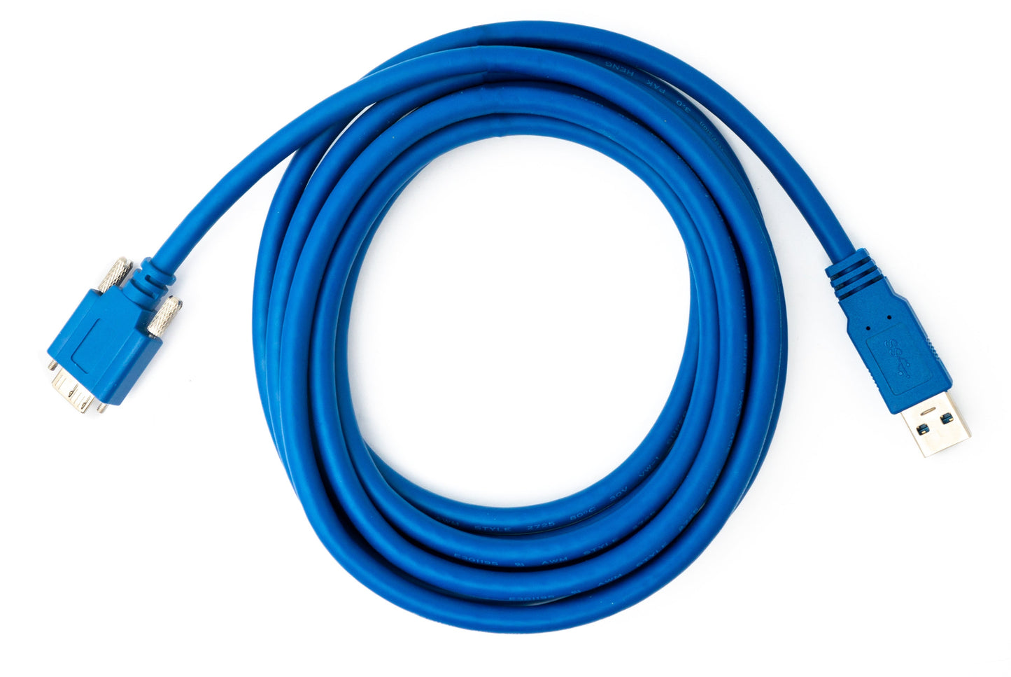 SYSTEM-S USB 3.0 Kabel 3 m Micro B Stecker zu Typ A Stecker Schraube in Blau