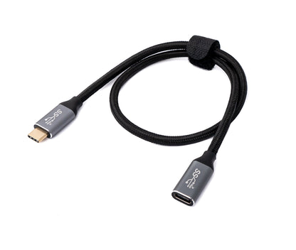 SYSTEM-S USB 3.1 Gen 2 Kabel 100W 50 cm Typ C Stecker zu Buchse in Schwarz