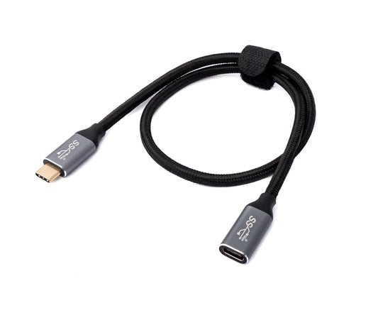 SYSTEM-S USB 3.1 Gen 2 Kabel 100W 50 cm Typ C Stecker zu Buchse in Schwarz
