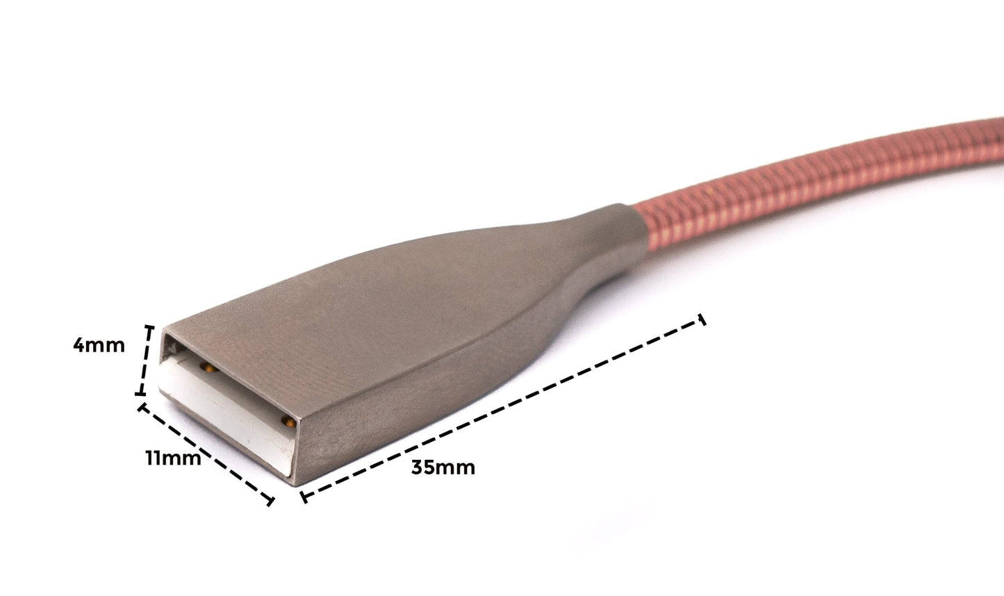 SYSTEM-S USB 3.1 Kabel 100cm Typ C Stecker zu 2.0 Typ A Buchse Metall Feder Pink