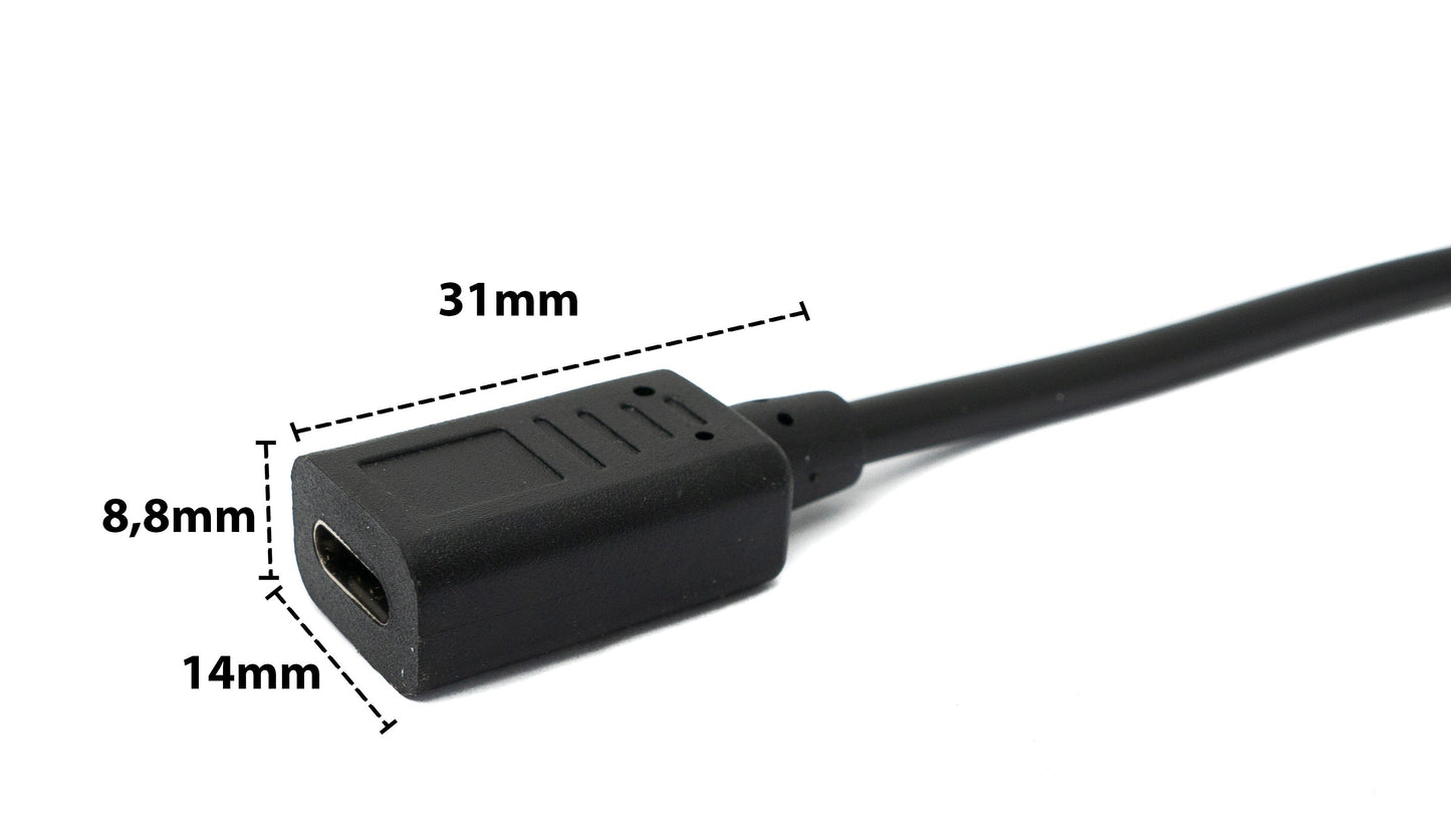 SYSTEM-S USB 3.1 U Turn 180° Kabel 30cm Typ C Stecker zu Buchse Winkel in Schwarz