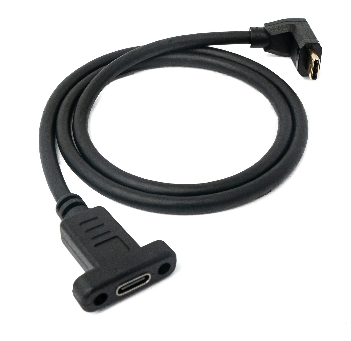 SYSTEM-S USB 3.1 cable 50 cm Type C male to female screw angle in black