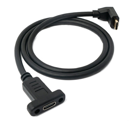 SYSTEM-S USB 3.1 cable 50 cm Type C male to female screw angle in black
