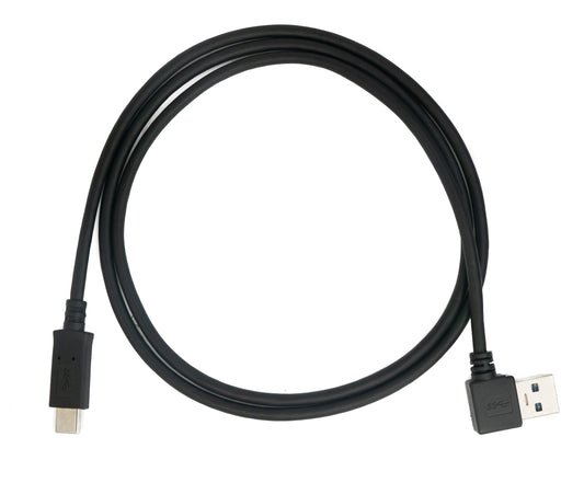 SYSTEM-S USB 3.1 Kabel 1 m Typ C Stecker zu Typ A Stecker Winkel in Schwarz