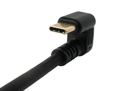 SYSTEM-S USB 3.1 U Turn 100 cm Kabel Typ C Stecker zu Buchse 360° Winkel in Schwarz