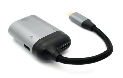 SYSTEM-S 3in1 Adapter VGA DB-15 Buchse & 2x USB 3.1 Typ C Buchse zu Typ C Stecker in Grau