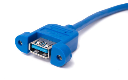 SYSTEM-S USB 3.0 cable 3 m Type A male to female screw in blue