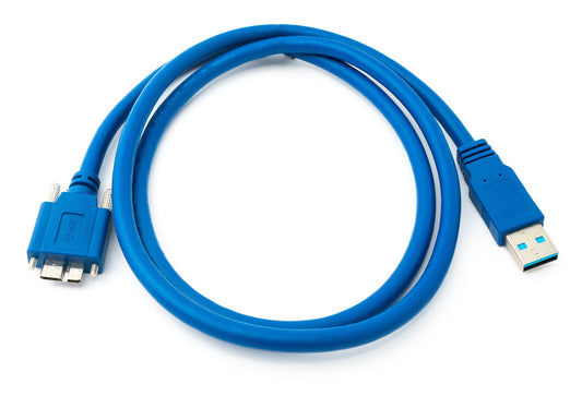 SYSTEM-S USB 3.0 Kabel 100 cm Micro B Stecker zu Typ A Stecker Schraube in Blau