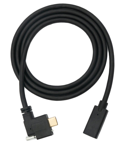 SYSTEM-S USB 3.1 cable 100 cm Type C male to female screw angle in black