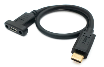 SYSTEM-S USB 3.1 Kabel 30 cm Typ C Stecker zu Buchse Schraube Adapter in Schwarz