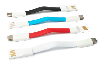 SYSTEM-S USB 3.1 key chain cable 10cm Type C plug to 2.0 Type A plug in white